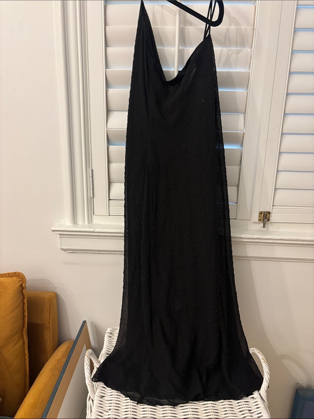 Zara Black Sequin Maxi Slip Dress